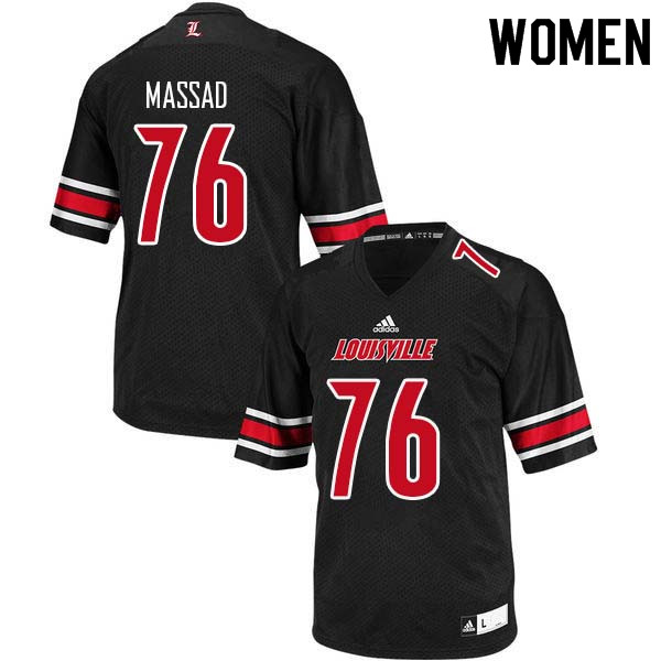 Women Louisville Cardinals #76 Luke Massad College Football Jerseys Sale-Black